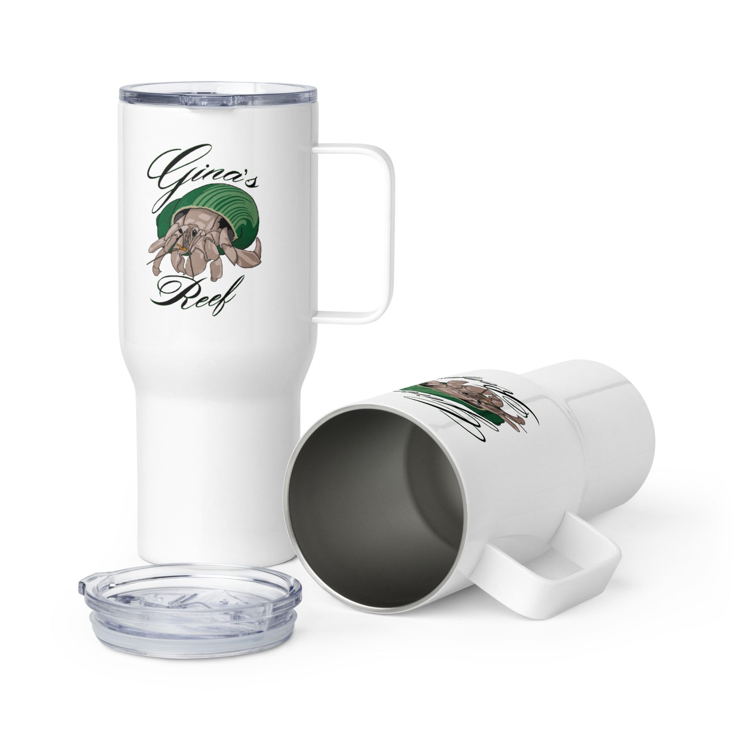 Travel mug with a handle